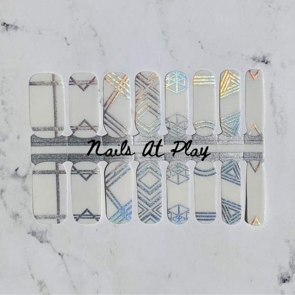 5 for $15 Nail Wraps- Silver Symmetrical (transparent) - Picture 2 of 4